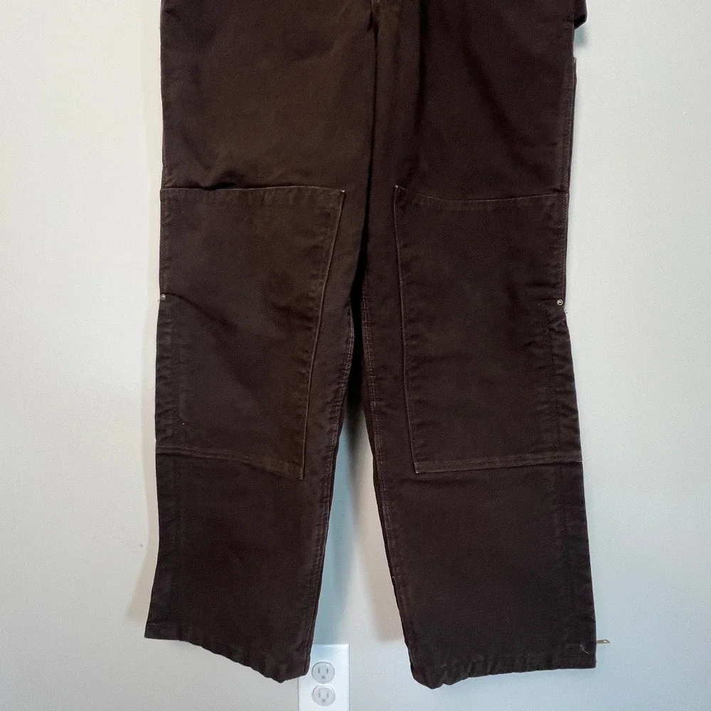 Carhartt R27 DKB Duck Bib Overalls Mens 42x32 Brown Double Knee Workwear Cargo